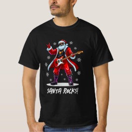 Camiseta ¡Santa Rocks! Gracioso Santa Claus tocando la guit