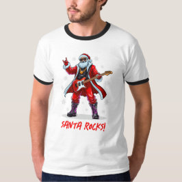 Camiseta ¡Santa Rocks! Gracioso Santa Claus tocando la guit