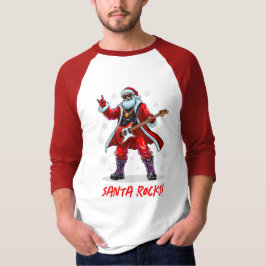 Camiseta ¡Santa Rocks! Gracioso Santa Claus tocando la guit