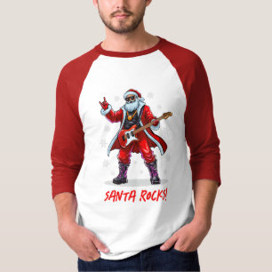Camiseta ¡Santa Rocks! Gracioso Santa Claus tocando la guit