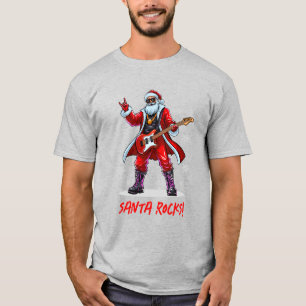 Camiseta ¡Santa Rocks! Gracioso Santa Claus tocando la guit