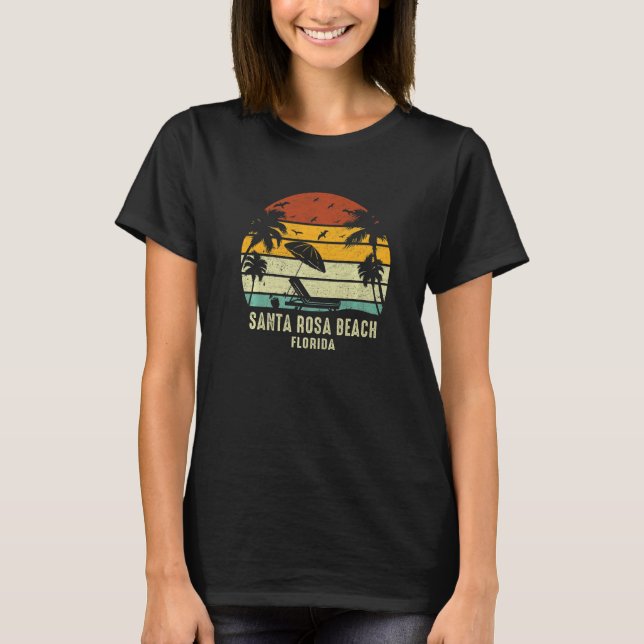 Camiseta Santa Rosa Beach Florida US Beach Summer Sun Retro (Anverso)