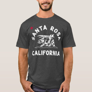 Camiseta Santa Rosa California Beach Flag Bear Surf CA Vint