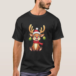 Camiseta Santa s Cute Reindeer Funny XMas coincidiendo PJS 