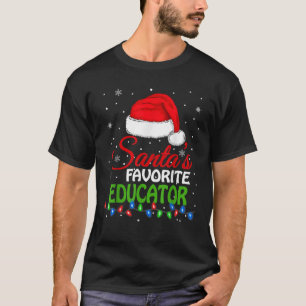 Camiseta Santa S Educadora favorita Santa Hat ilumina C gra