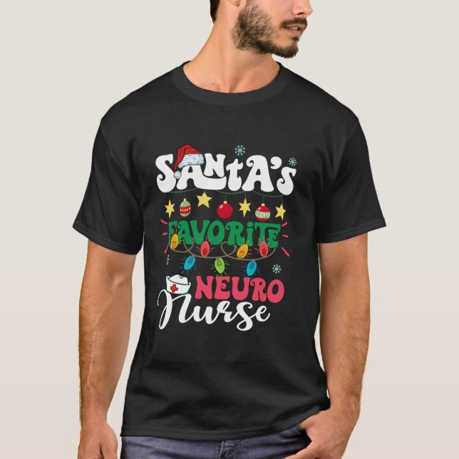 Camiseta Santa s Enfermera Neuro favorito Santa Hat Xmas Li (Anverso)