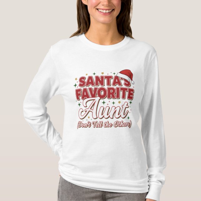 Camiseta Santa’s Favorite Aunt Christmas Shirt – Funny  (Anverso)