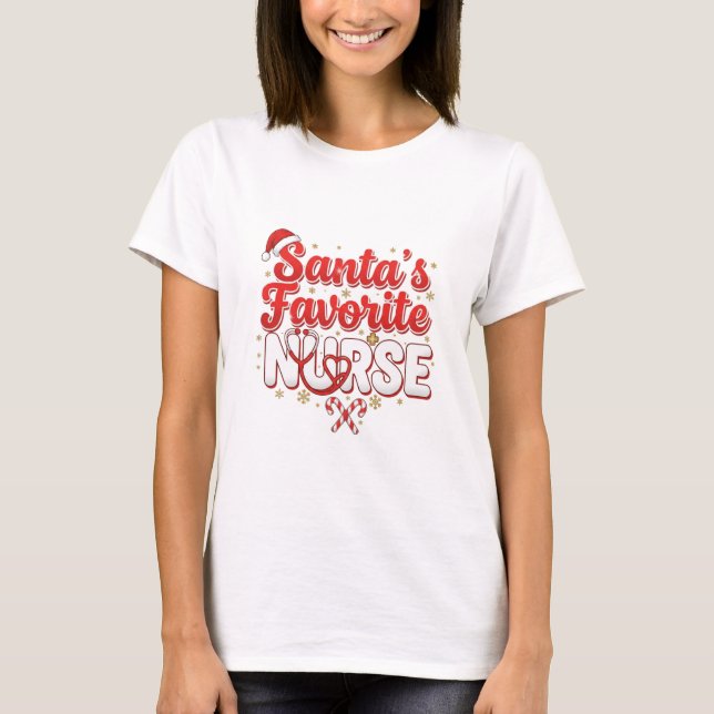 Camiseta Santa’s Favorite Nurse Christmas Shirt (Anverso)
