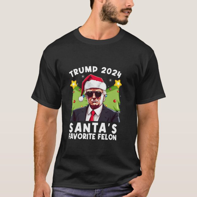 Camiseta Santa S Felon Favorito Trump 2024 Santa Hat Christ (Anverso)