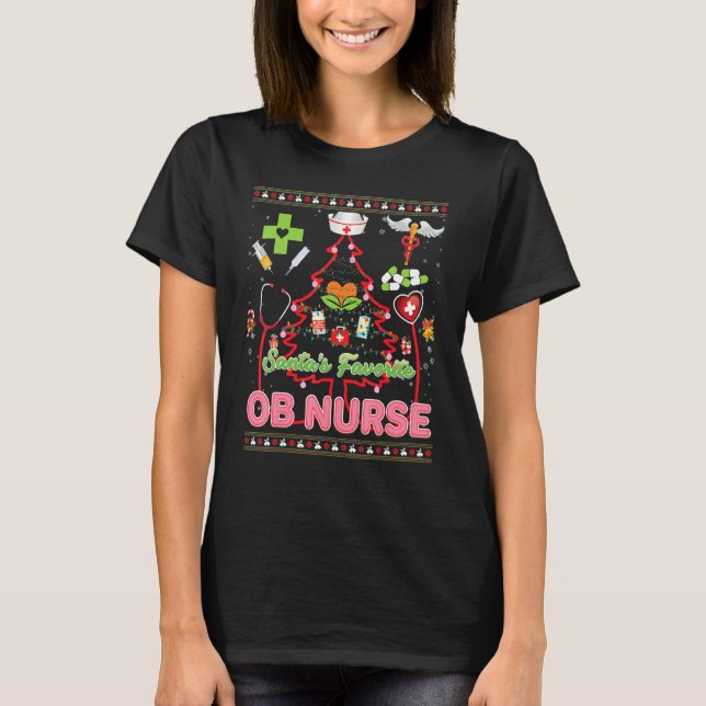Camiseta Santa S Nuración Ob Favorita Árbol de Navidad Stet (Anverso)