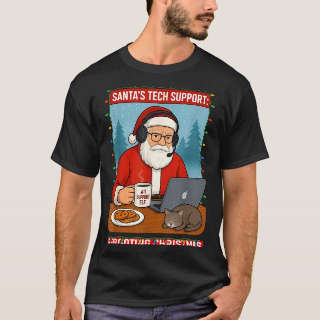 Camiseta Santa s Rebooting Tech Support Shirt (Anverso)
