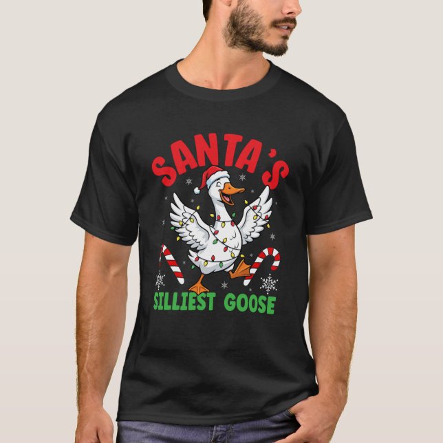 Camiseta Santa s Silliest Goose Merry Christmas Silly Goose (Anverso)