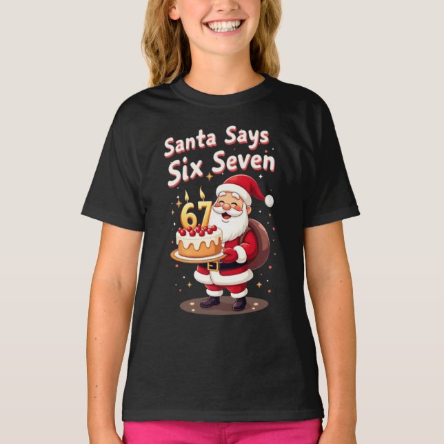 Camiseta Santa Says Six Seven Meme – Funny Santa Holding (Anverso)