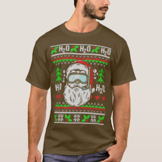 Camiseta Santa Scuba Diving H2O H2O H2O Funny Ugly Christma