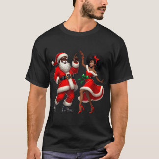 Camiseta Santa Señora Claus bailando en afroamericano