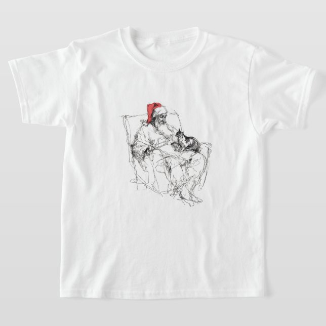 Camiseta Santa Sentada con Gato en Lap (Distribución)