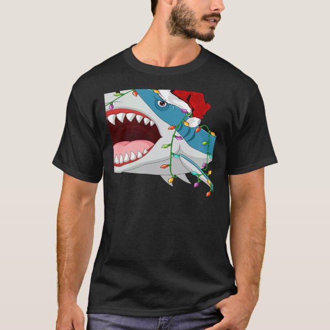 Camiseta Santa Shark Christmas Lights  Shark Xmas (Anverso)