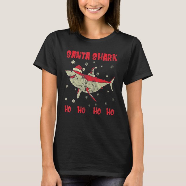 Camiseta Santa Shark Ho Ho Ho Ho Ho Ho Pescado de nieve de  (Anverso)