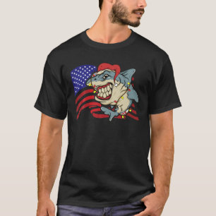 CAMISETA SANTA SHARK OLEANDO BANDERA ESTADOUNIDENSE CON NAV
