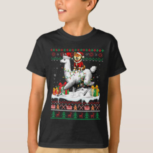 Camiseta Santa Shiba Inu montando Navidades de Llama Sweate
