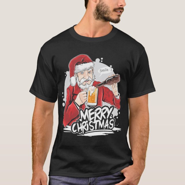 Camiseta Santa Sips una cerveza (Anverso)