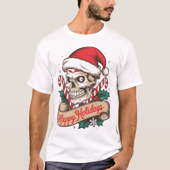 Camiseta 💀 🎅 Santa Skull Holiday Tee 🎄 ❄️ (Anverso)