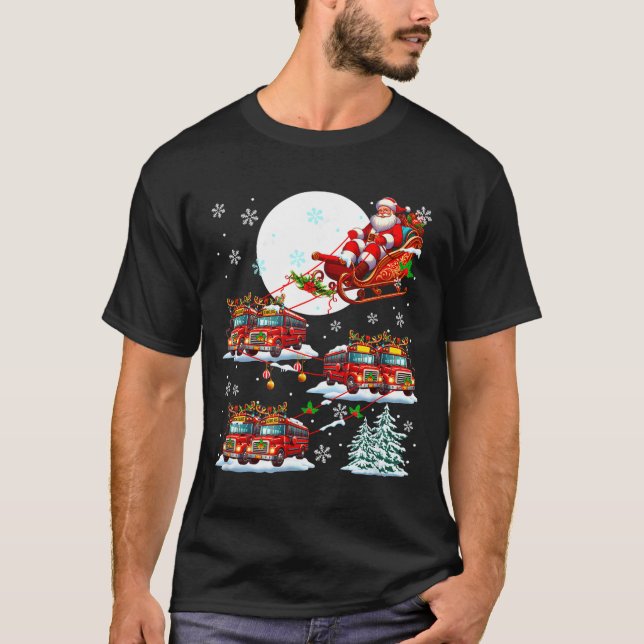 Camiseta Santa Sleigh Reindeer School Buses Matching Driver (Anverso)
