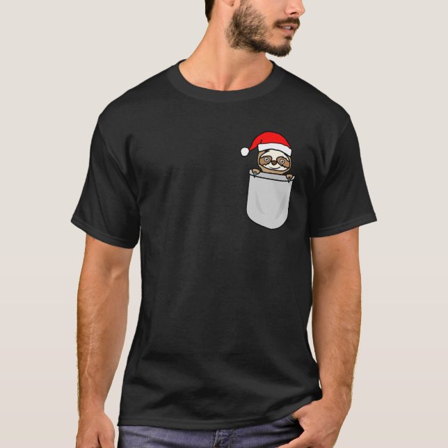 Camiseta Santa Sloth Pocket Funny Cute Navidades (Anverso)