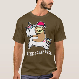 Camiseta Santa Sloth Riding Unicorn Funny Christmas Girl Bo