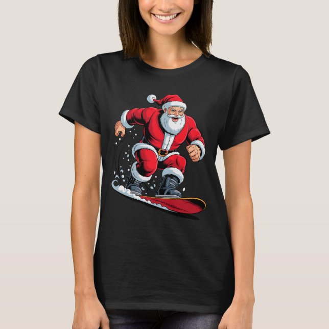 Camiseta Santa Snowboarding Lover Funny Holiday Christmas X (Anverso)