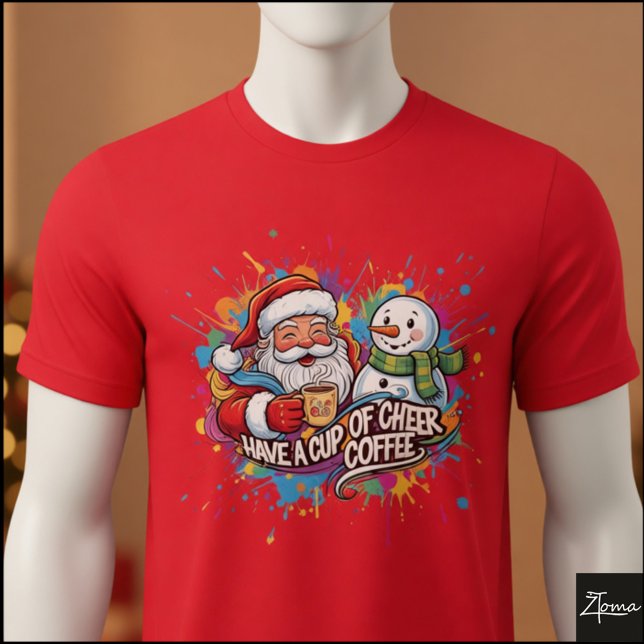 Camiseta Santa Snowman Coffee Cheer Paint Splatter (Subido por el creador)