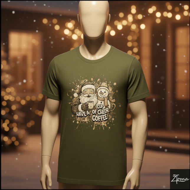 Camiseta Santa Snowman Coffee Cheer Paint Splatter (Subido por el creador)