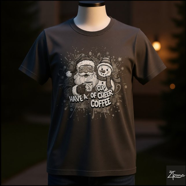 Camiseta Santa Snowman Coffee Cheer Paint Splatter (Subido por el creador)