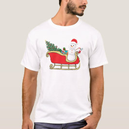 Camiseta Santa snowman distributing gifts