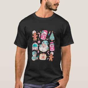 Camiseta Santa Snowman Gingerbread Navidades Rosa de Enferm