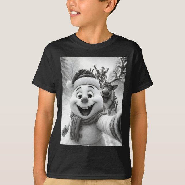 Camiseta Santa Snowman Reindeer Taking A Selfie Photo Chris (Anverso)
