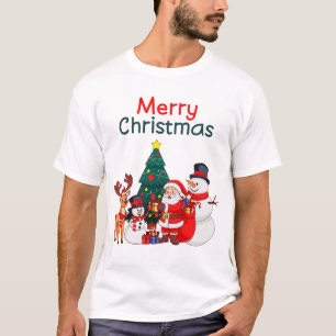 Camiseta Santa Snowman Y El Reno Festividad Feliz Navidad