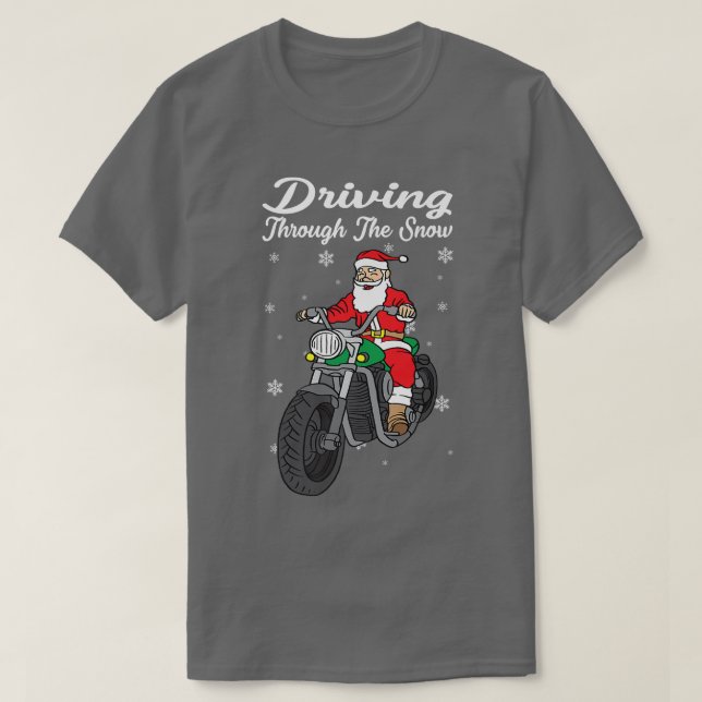 Camiseta Santa Sobre Motocicleta Santa Claus  (Diseño del anverso)