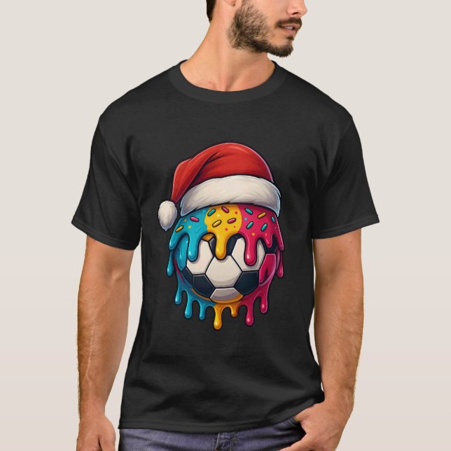 Camiseta Santa Soccer Ball Sports Design Funny Christmas Fo (Anverso)