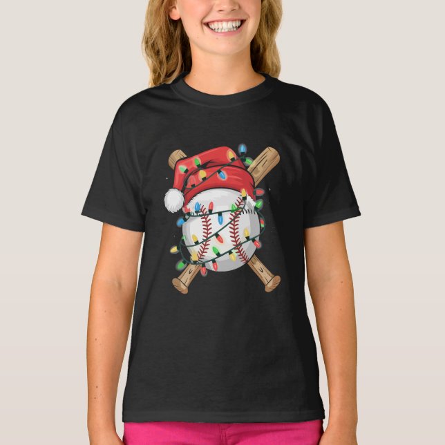 Camiseta Santa Sports Christmas Baseball Player  (Anverso)
