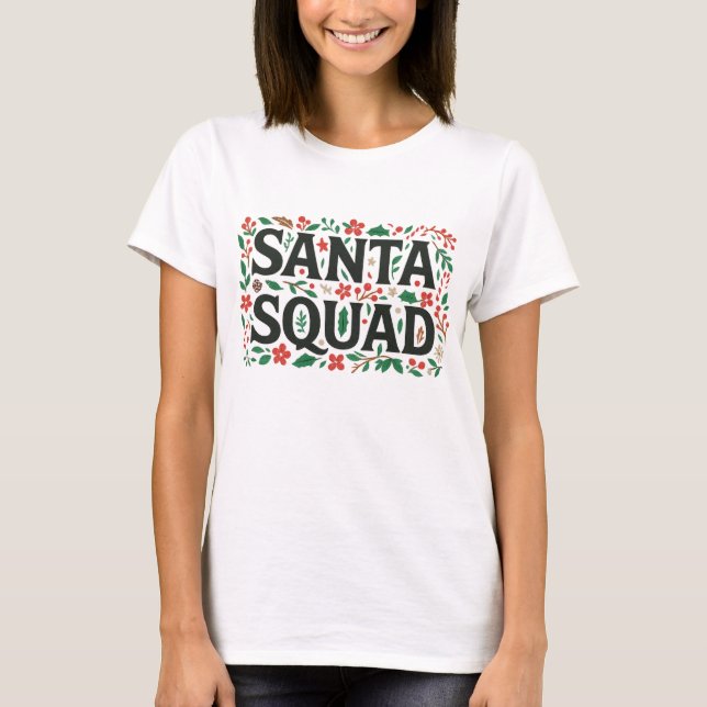 Camiseta Santa Squad Botanical Print | Floral Christmas  (Anverso)
