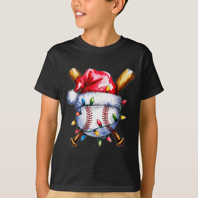 Camiseta Santa Srts Design For Men Boys Christmas Baseball  (Anverso)