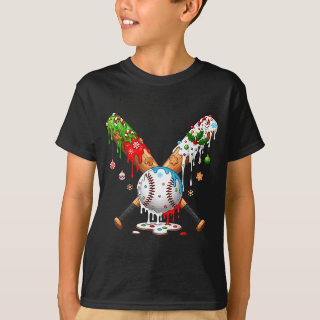Camiseta Santa Srts Design For Men Boys Christmas Baseball  (Anverso)