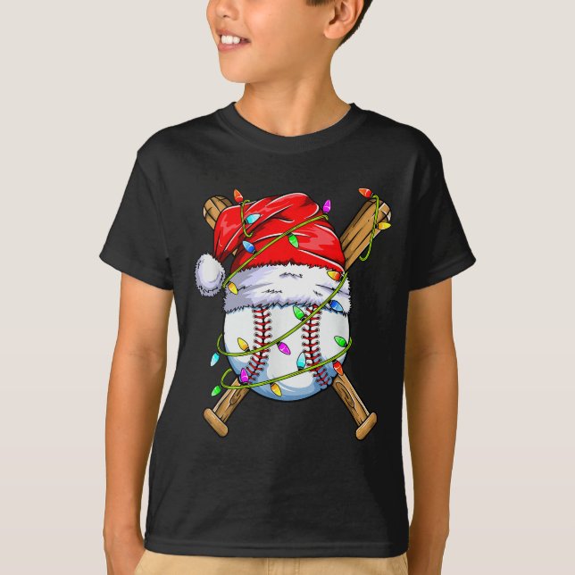 Camiseta Santa Srts Design For Men Boys Christmas Baseball  (Anverso)