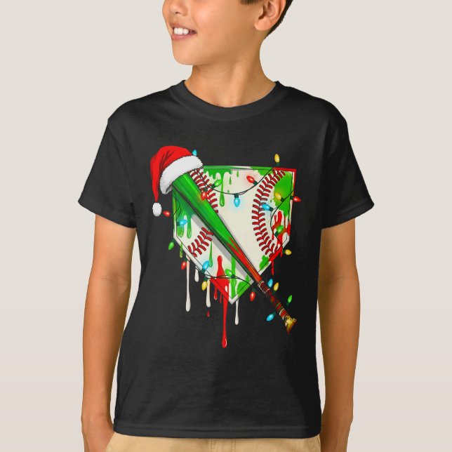 Camiseta Santa Srts Ice Baseball Christmas Xmas Pajama Kid  (Anverso)