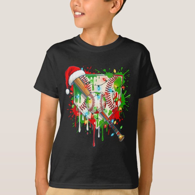 Camiseta Santa Srts Ice Baseball Christmas Xmas Pajama Kid  (Anverso)