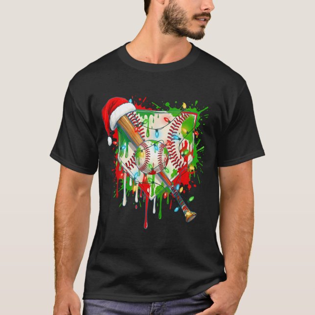 Camiseta Santa Srts Ice Baseball Christmas Xmas Pajama Kid  (Anverso)