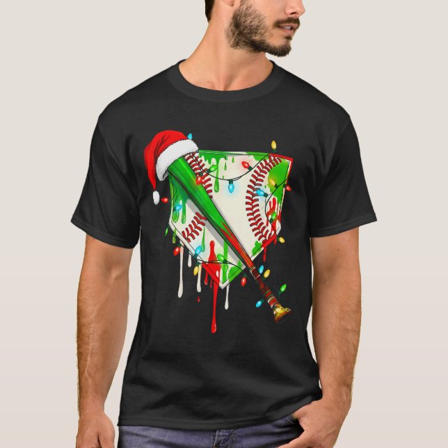 Camiseta Santa Srts Ice Baseball Christmas Xmas Pajama Kid  (Anverso)