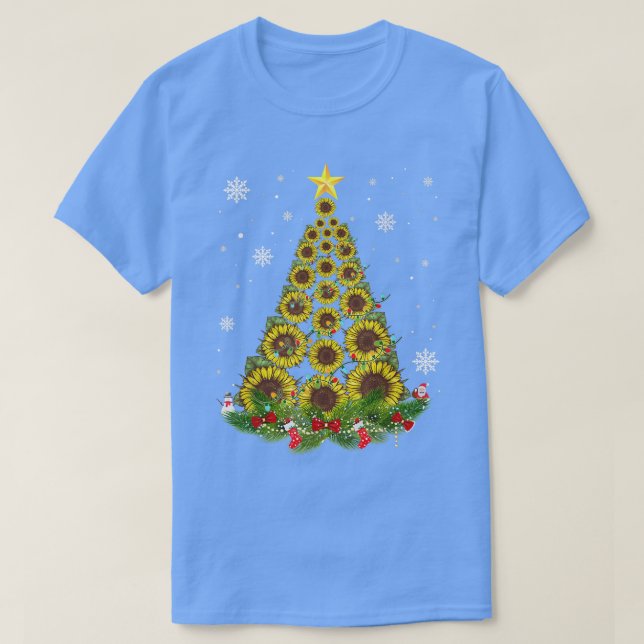 Camiseta Santa Sunflower Árbol de Navidad Noches alumbrando (Diseño del anverso)