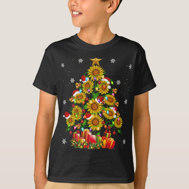 Camiseta Santa Sunflower Christmas Tree Xmas Lights Santa S (Anverso)